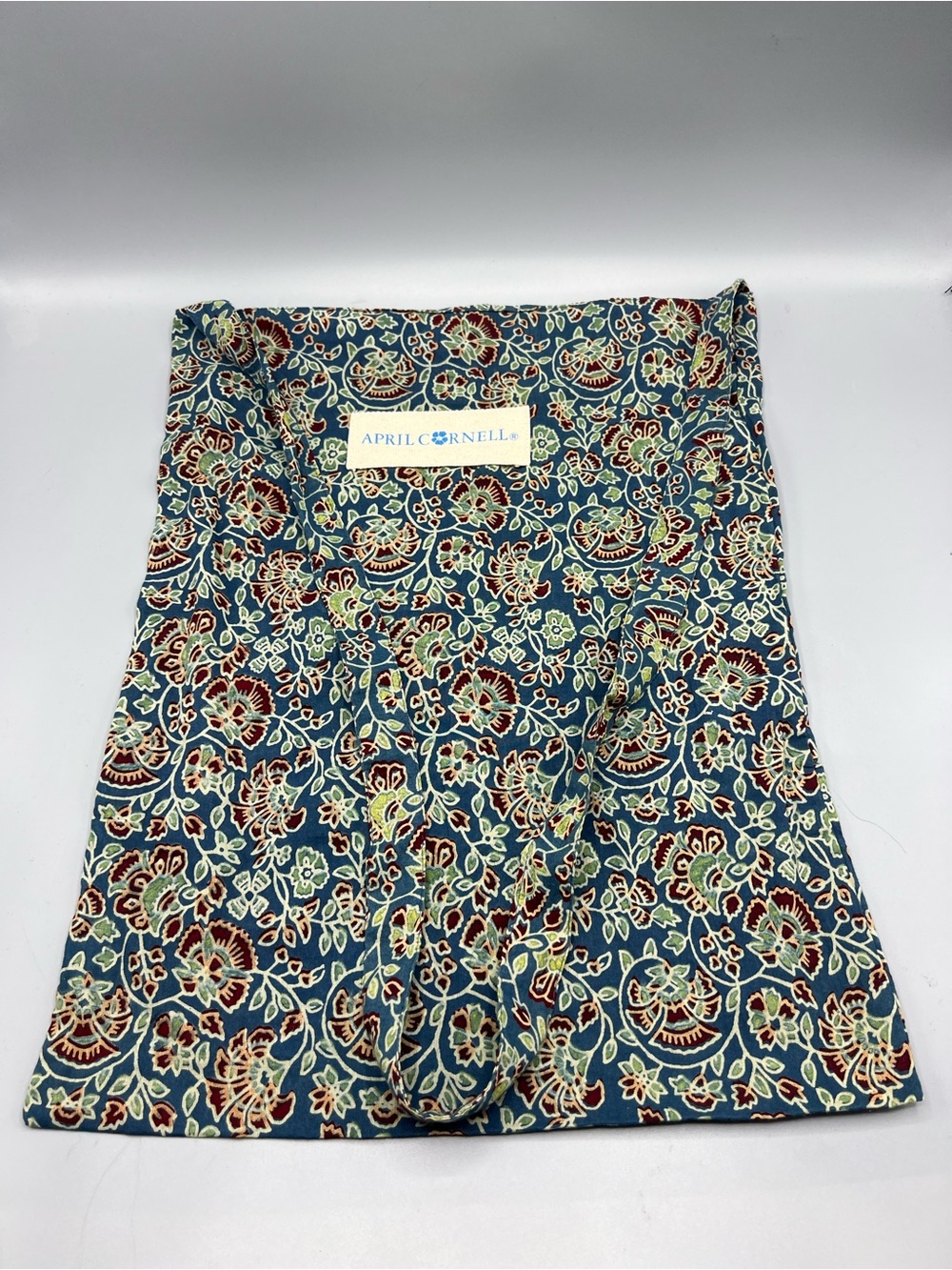 April Cornell Cotton Tote Bag Blue Floral Print Boho Cottagecore Market Bag
